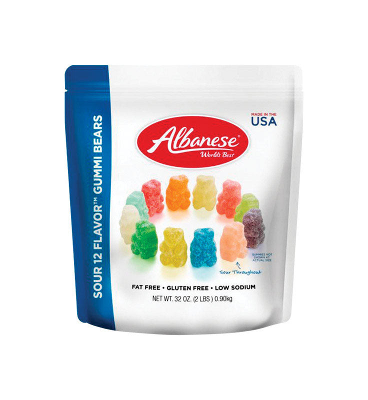 Emery Jensen sour Gummi Bears in a 32oz bag, colorful gummy candies with a tart sour coating, perfect for candy lovers.