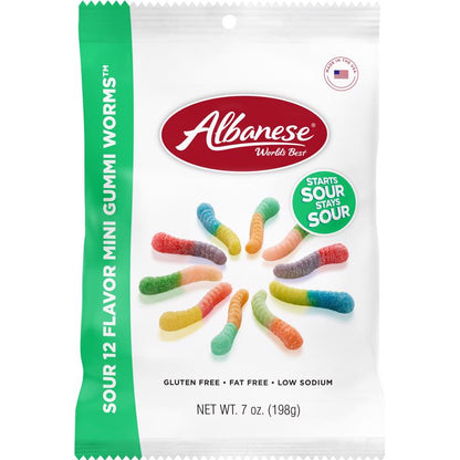 GUMMI SOUR MINI WORMS7OZ - Pack of 12