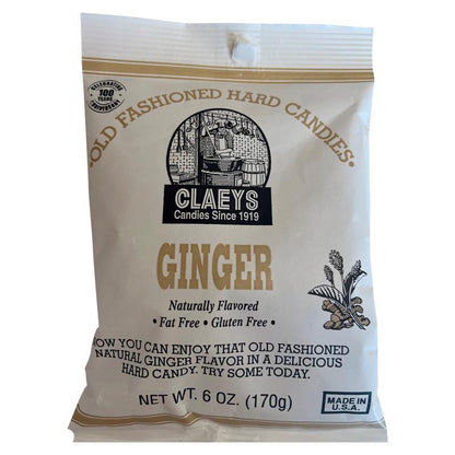Emery Jensen Hard Candy Ginger 6oz box featuring spicy ginger-flavored candies in a colorful package.