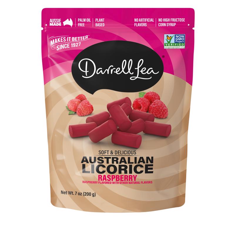 Emery Jensen LCRC Candy Raspberry 7oz bag featuring non-chocolate raspberry-flavored candies on a white background.