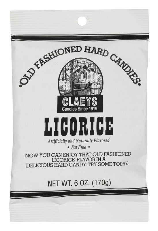 Emery Jensen licorice hard candy in a 6 oz package, showing colorful twisted licorice pieces on the front of the bag.