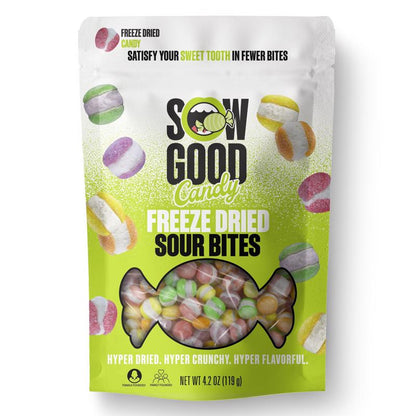 Emery Jensen Sour Bites candy, non-chocolate sour sweets in a 4.2oz package, colorful and tangy treats