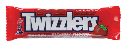 Emery Jensen Twizzlers Strawberry candy 2.5oz packs, set of 18, featuring bright red twisted licorice strands.