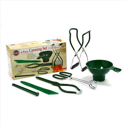 Emery Jensen Canning Set WD Mouth 6-Pack of canning accessories with jars and lids for preserving food.