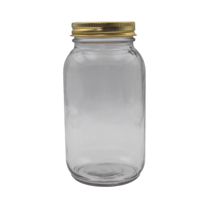 Set of 12 Emery Jensen 32oz canning jars with metal lids, ideal for preserving and storing food in the kitchen.