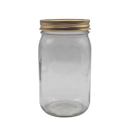 Set of 12 Emery Jensen 1-quart canning jars with metal lids, ideal for preserving and storing food.