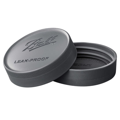 Black canning jar lids from Emery Jensen, regular mouth size, 6-pack for preserving and sealing jars.