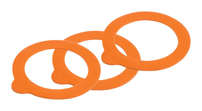Set of six small rubber replacement seals for canning lids and rings by Emery Jensen, designed for secure jar sealing.