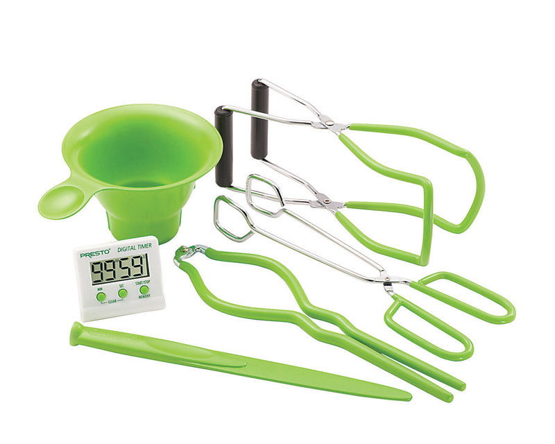 Emery Jensen 7-function canning kit with utensils, including jar lifters, funnel, and tools for home canning and preserving food.