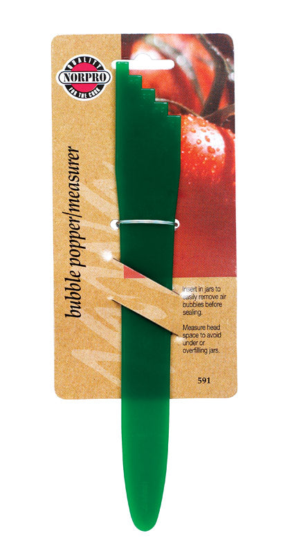 Emery Jensen Bubble Popper and Measurer for canning utensils, with a clear plastic design for measuring and popping bubbles.
