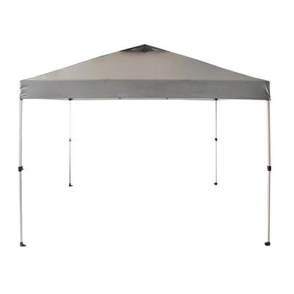 Gray 10x10-foot CNPY PLYSTR canopy by Emery Jensen, shown as a sturdy outdoor gazebo with durable fabric and frame.