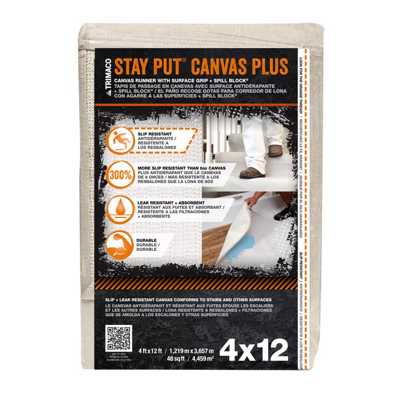 Emery Jensen canvas drop cloth, 4x12 feet, heavy-duty dropcloth for painting and protecting floors in home improvement projects.