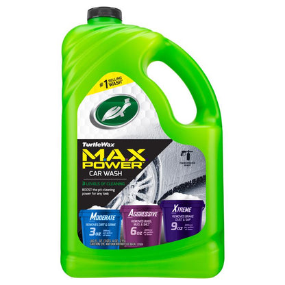 Emery Jensen MaxPower Car Wash 100oz bottle with label showing, used for cleaning vehicles and removing dirt and grime.