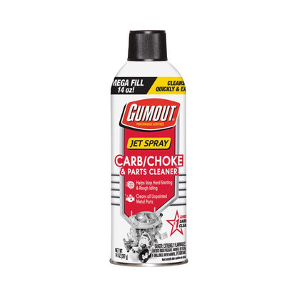 Six 14oz bottles of Emery Jensen carb and choke cleaner for gas additives, designed for cleaning carburetors and choke components.
