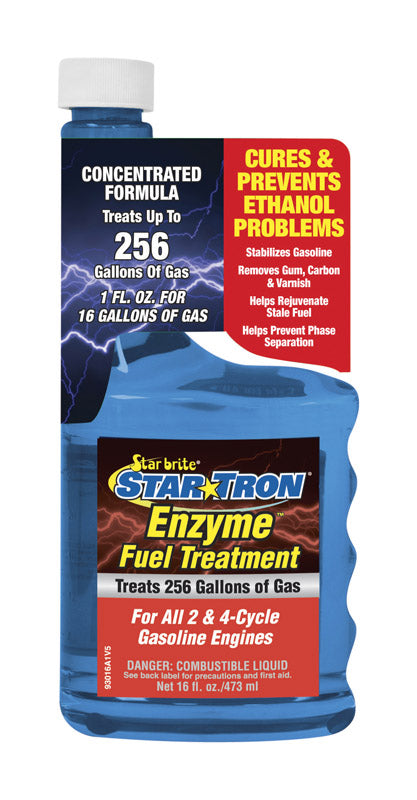 Emery Jensen Enzyme Fuel Treatment 16oz bottle, a carb cleaner and gas additive for vehicle maintenance.