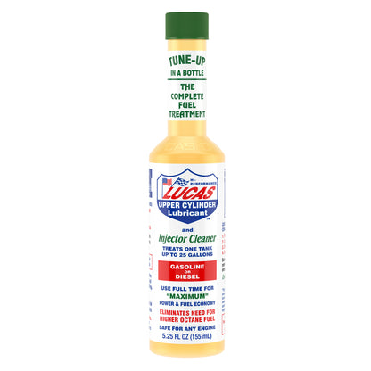 Emery Jensen Fuel Injector Cleaner 5.25oz bottle for carburetors and gas systems, helps improve engine performance and fuel efficiency.