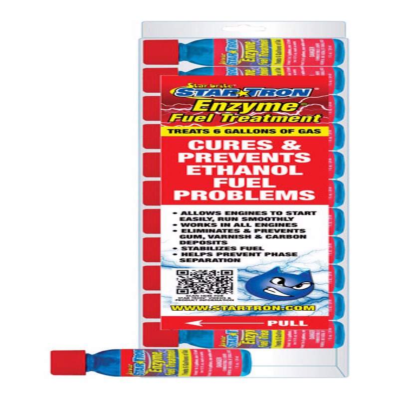 Pack of 12 Emery Jensen STARTRON Gas Additive bottles, 1oz each, for carb cleaning and fuel system enhancement.