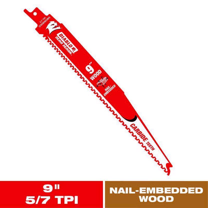 Set of five Emery Jensen DIAB RECIP Carbide Blades, 9-inch 6-tooth for precise cutting and durable performance.