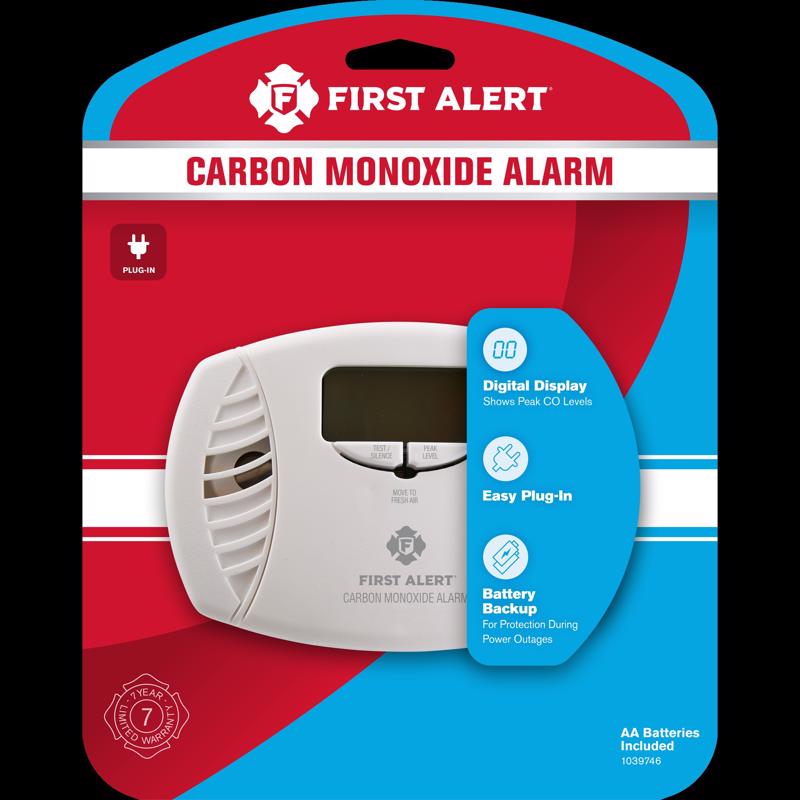 Emery Jensen carbon monoxide detector with 120V power supply, designed for home safety and CO detection.