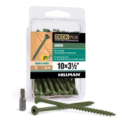 Emery Jensen DCKSCRW 10x3.5-inch flat screws, carded pack of 25, displayed in packaging for hardware use