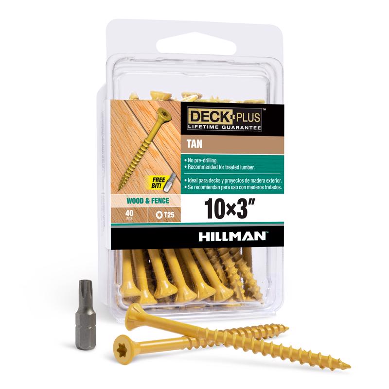 Emery Jensen deck screw 10x3 inches, fluted, carded pack of 40 screws for woodworking and decking projects.