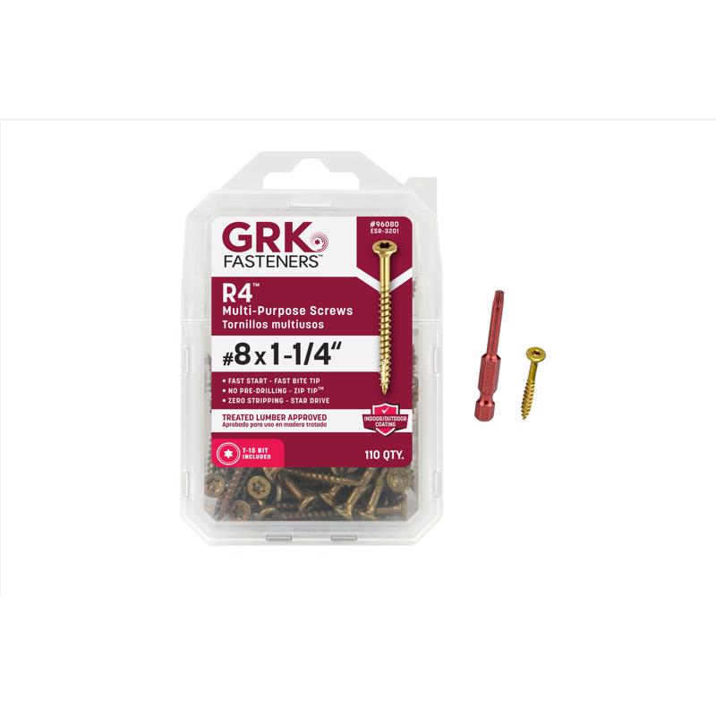 Emery Jensen carded pack of 110 MP screws, #8 x 1.25 inches, showing the screws in a sealed plastic blister pack.