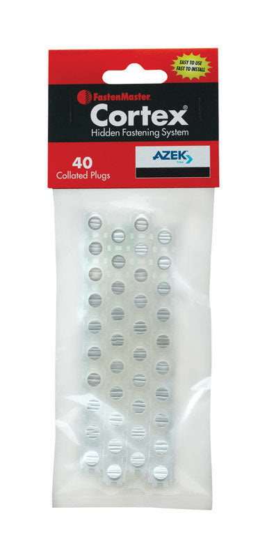 Box of Emery Jensen smooth plastic plugs in a 40-pack, displayed on a card for electrical or industrial use.