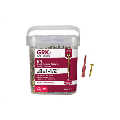 Emery Jensen R4 screw #8 x 1-1/2 inch, carded, with a silver metal finish, displayed in its packaging.