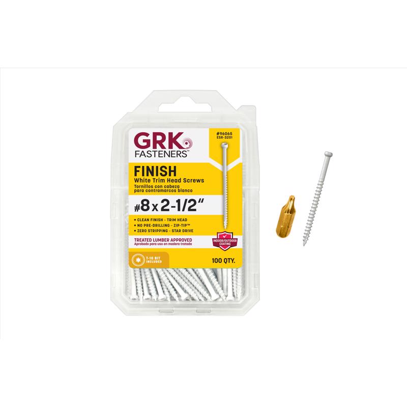 T SCRW WHT #8X2.5" 100PK
