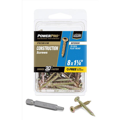 Emery Jensen carded WD screw 8x1.25 inches, polypropylene, 75-pack, showing the screws in a clear plastic blister pack.