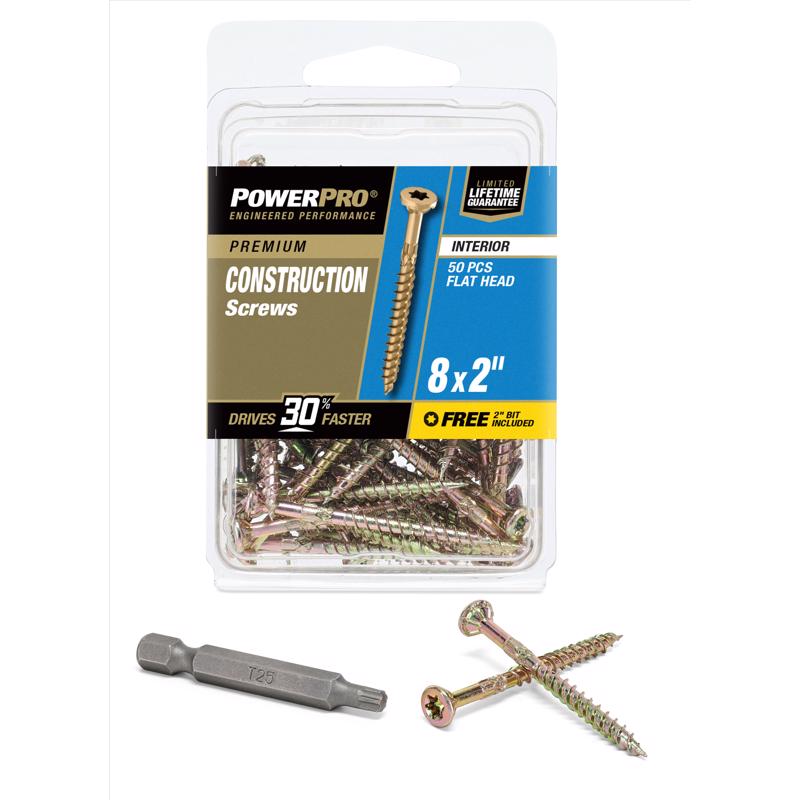 Pack of 50 Emery Jensen WD screws, 8x2 inches, in a carded packaging, suitable for woodworking and construction projects.