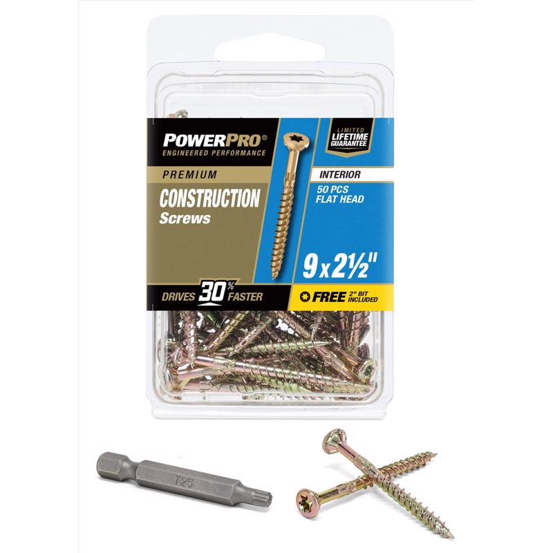 Emery Jensen 9x2.5-inch WD screws in a carded pack of 50, displayed in a retail packaging with visible labels.
