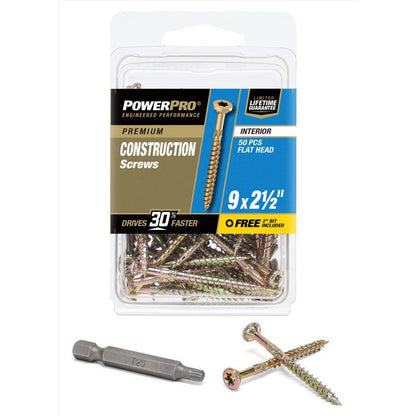 Emery Jensen 9x2.5-inch WD screws in a carded pack of 50, displayed in a retail packaging with visible labels.