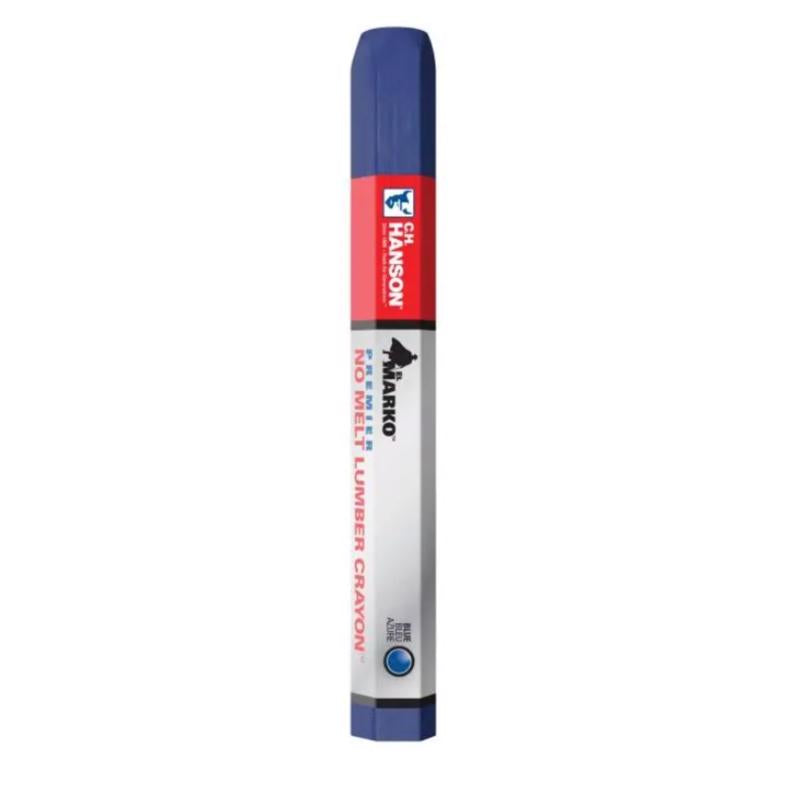 Pack of 12 Emery Jensen blue carpenter crayons, durable lumber crayons for marking and carpentry projects.