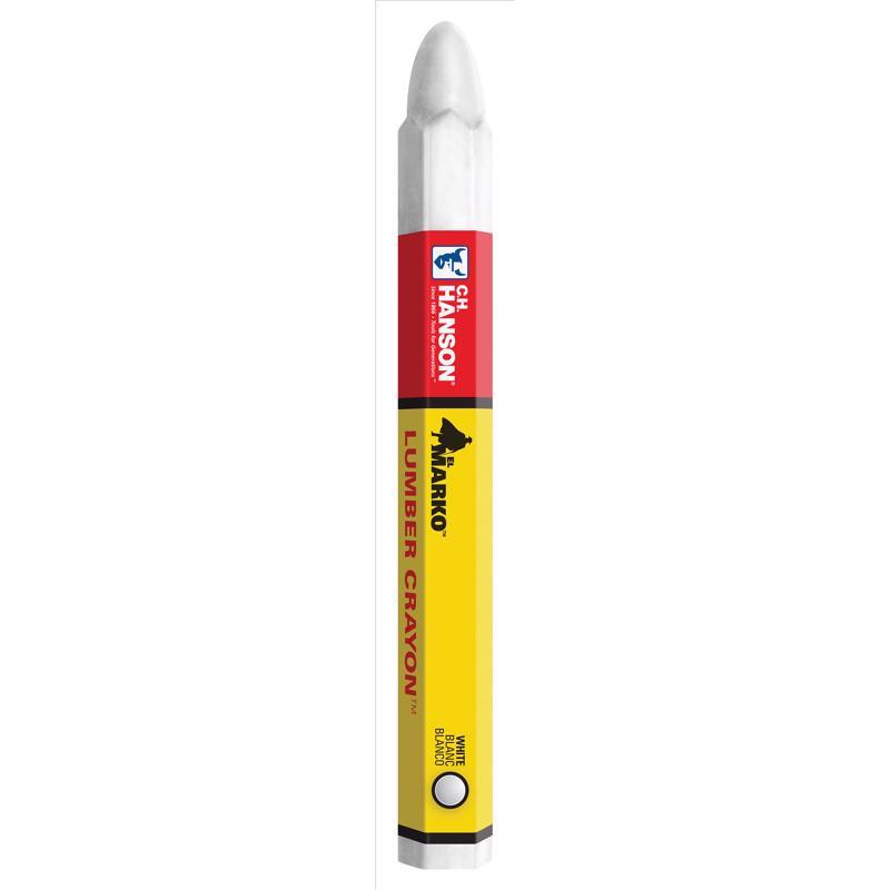 Pack of 12 Emery Jensen white hard lumber crayons, carpenter pencils for marking and carpentry projects.