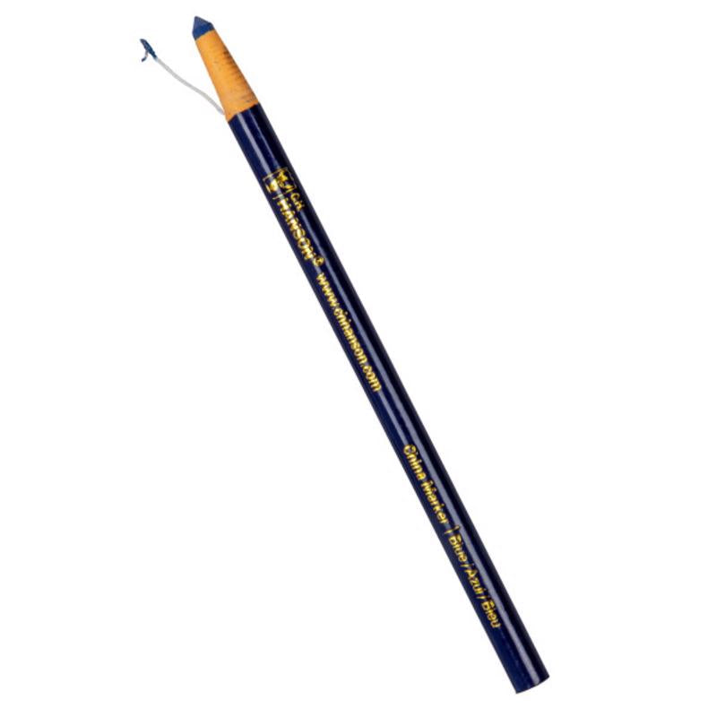 Set of 12 Emery Jensen carpenter pencils in China Blue color, featuring durable crayons for woodworking and marking projects.