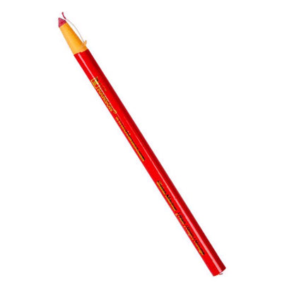 Pack of 12 Emery Jensen Carpenter Pencils/Crayons in China Red, ideal for carpentry and marking projects.