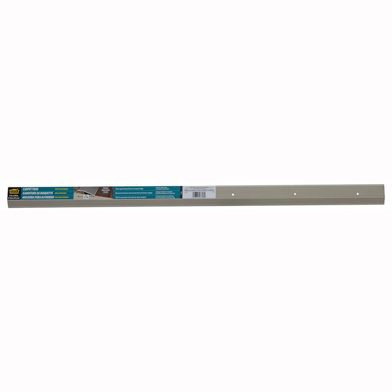 Silver 36-inch Emery Jensen carpet trim bar for carpet edges, part of the carpet bars and nosing collection.