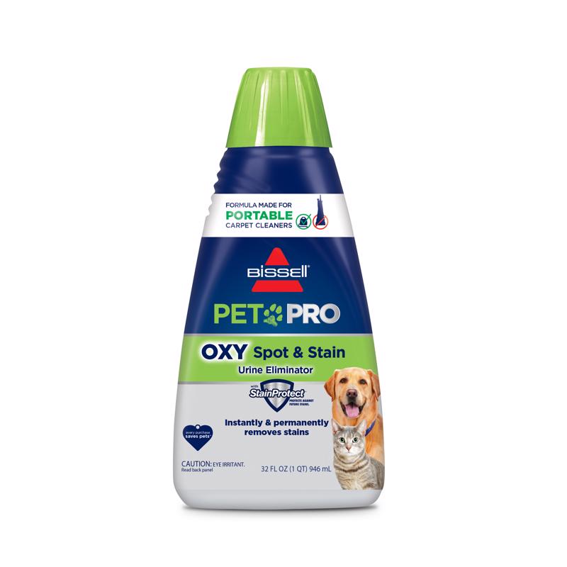Emery Jensen carpet cleaner liquid for pets in a 32oz bottle, fresh scent, ideal for deep cleaning carpets and removing pet stains.
