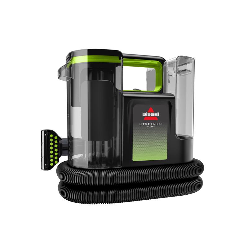 Emery Jensen carpet cleaner stand, 15-foot black glass stand for storing and organizing carpet cleaning equipment.