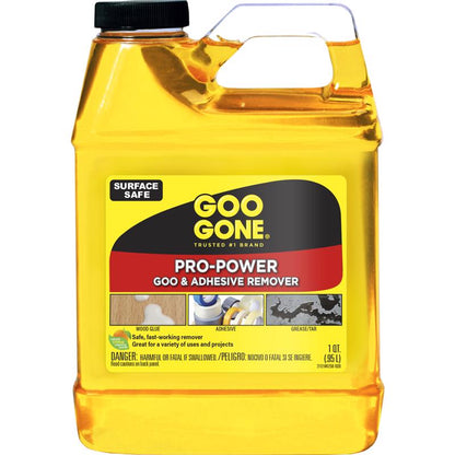 Emery Jensen CLEANR Goo Gone 32oz carpet spot and stain remover bottle on a clean surface.