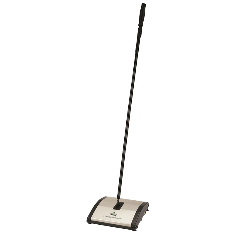 Emery Jensen natural floor sweeper for carpets, manual cleaning tool with a wide brush head and ergonomic handle.