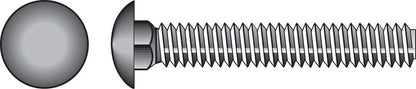 Emery Jensen zinc carriage bolt, 3-inch size, with smooth rounded head and threaded shank, suitable for woodworking and construction projects.