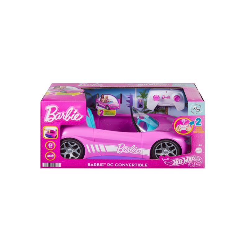 Emery Jensen Barbie car toy with remote control, suitable for children, featuring colorful design and detailed vehicle imagery.