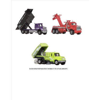 Emery Jensen toy cars and trucks set with working parts for children aged 3 and up, featuring colorful vehicle designs.