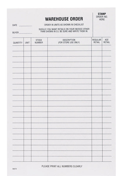 WAREHOUSE ORDER PAD