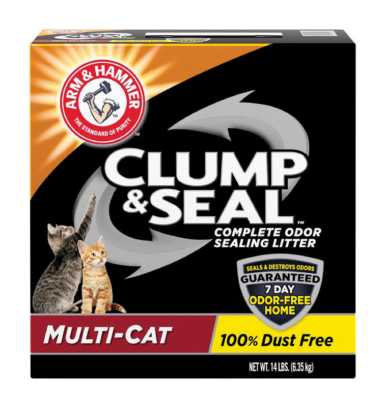 Emery Jensen Clump & Seal cat litter in a 14lb bag, featuring clumping and sealing properties for easy cleaning.
