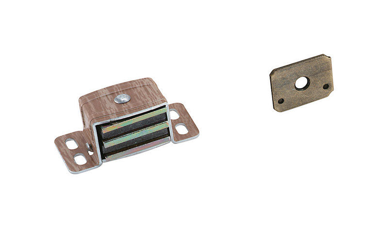 Emery Jensen Catch Magnt Heavy Duty 2x1 aluminum catches shown on a white background. Durable metal construction for secure fastening.