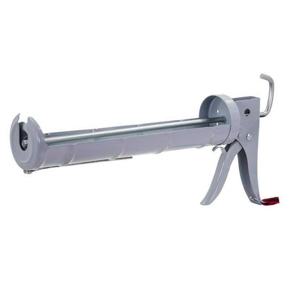 Emery Jensen CaulkGun Ratchet QT, a professional caulk gun with a ratchet mechanism for precise application.