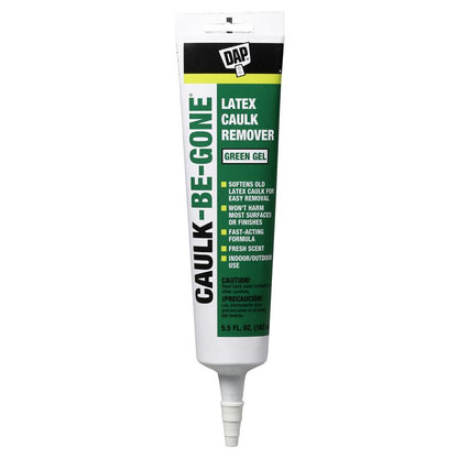Emery Jensen caulk remover gel in a 5.5oz container, designed for easy removal of caulk from bathroom and kitchen surfaces.